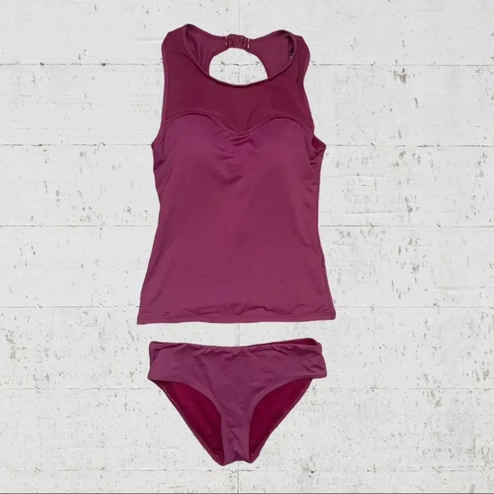 Niptuck High Neck Tankini Size 6 Swim Beach Modest Sliming Minimalist